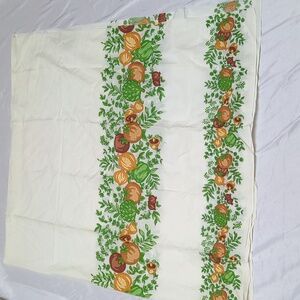 Vintage 70s Mod Garden Vegetable Fabric 43" X 2 Yds Artichoke Mushroom Onions